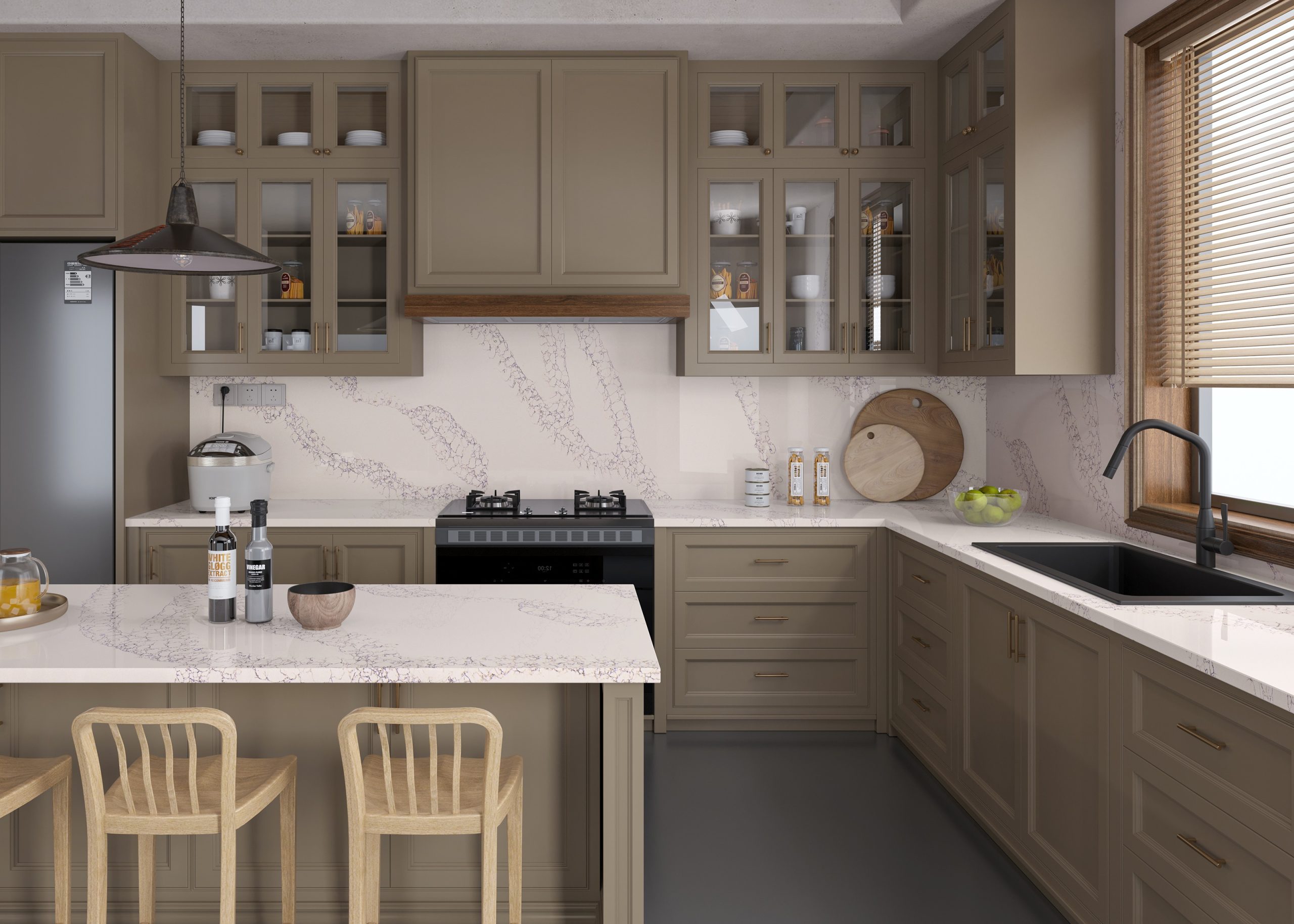 Burgandy Beige Glossy Hybrid Surfaces